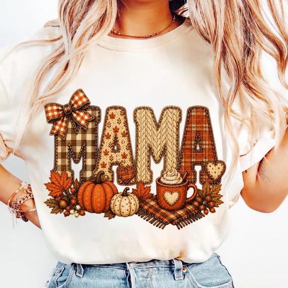 Mama Fall PNG, Autumn Mama Sublimation, Pumpkin Coffee Lover Digital Download, Cozy Thanksgiving Shirt Design PNG