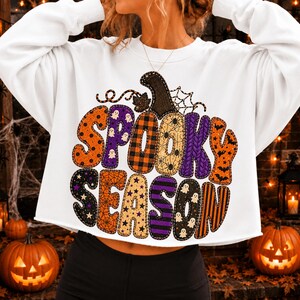 Spöklik säsongslapptäcke Halloween PNG, häxhatt spökfladdermusdesign (digital nedladdning)