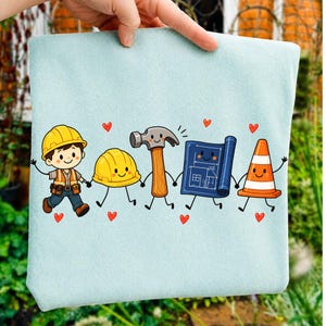 Cute Construction Worker PNG, Kawaii Construction Tools Sublimation, Builder Engineer Shirt Design, Digital Download