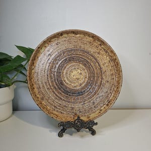 Tue Denmark Large Studio Pottery Serving Platter, 27 cm / 10.6" Earthy Speckled Stoneware Tray, Danish Modern Ceramic Art, Scandinavian Vint