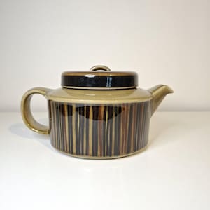 Vintage Arabia Finland Kosmos Teapot Mid-Century Modern Scandinavian Design  Brown Striped Ceramic Tea Pot