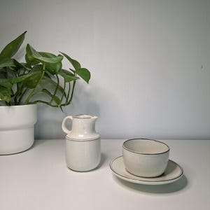 Stig Lindberg Birka Creamer and Sugar Bowl Set, Gustavsberg Sweden, Vintage Stoneware Coffee Set, Scandinavian Mid Century Modern Pottery