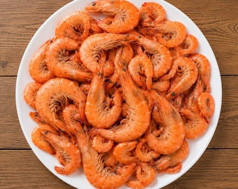 Oven Dried Salted Large Prawn Shrimps, Isso, Traditional Seafood for Cooking and Recipes