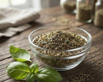 Dried Basil Leaves, Natural Herb Seasoning for Pasta, Pizza, Sauces, Soups and Cooking