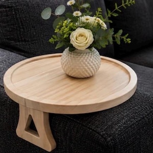 Wooden sofa foldable arm tray, clip on couch side table,coffee tea snacks holder