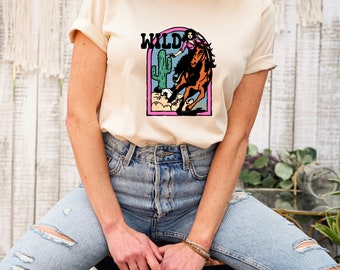 Wild Horse and Cowgirl T-Shirt