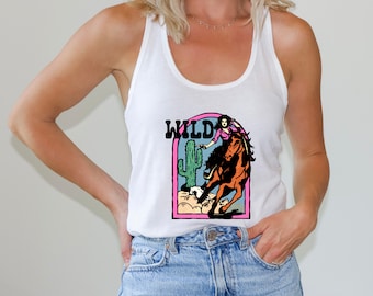 Wild Horse and Cowgirl Tank Top