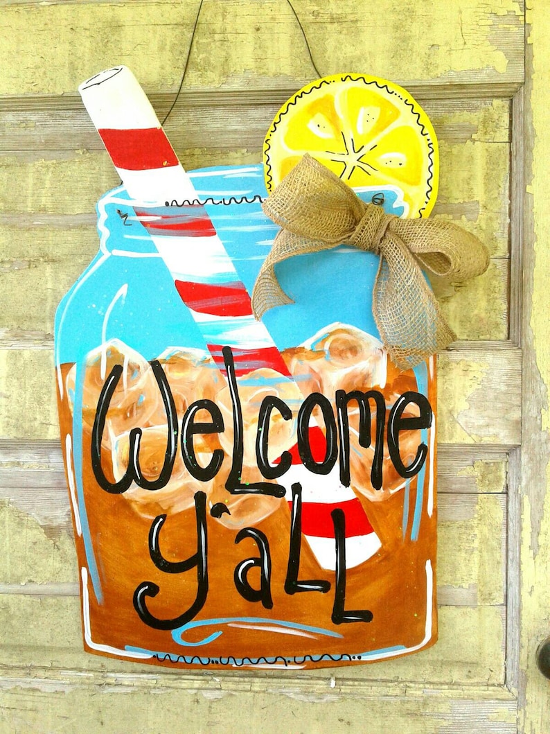 Personalized Iced Tea Mason Jar Sign Door Hanger Mason Etsy