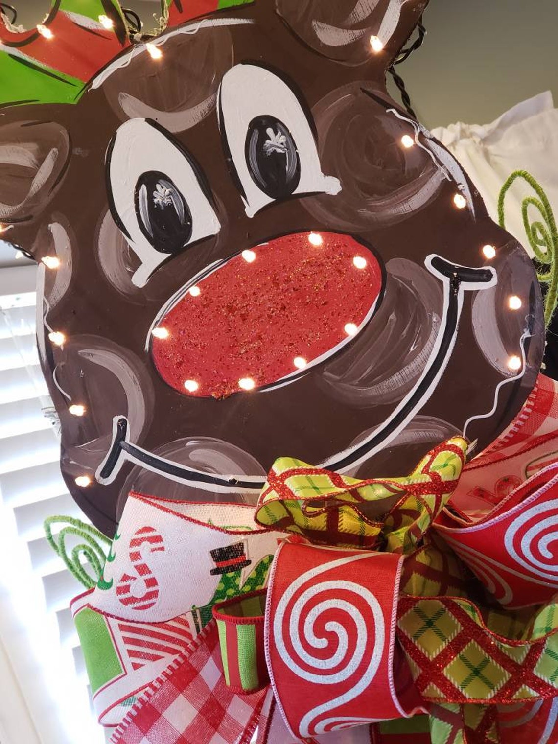 Rudolph Christmas Tree Topper – Glitter Red Nose, 50 Lights - Etsy