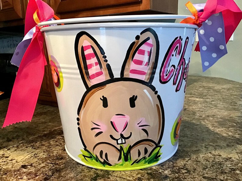 Personalized EASTER Pails Buckets Large 5 Quart Tan Brown Etsy