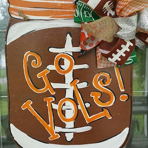 Football Season |  Tennessee VOLS | Football Mason Jar | Sports Door Hanger