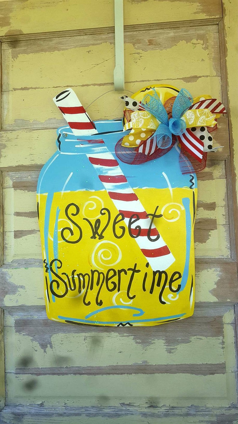 Lemonade Mason Jar Door Hanger/painted Sign/summer Etsy