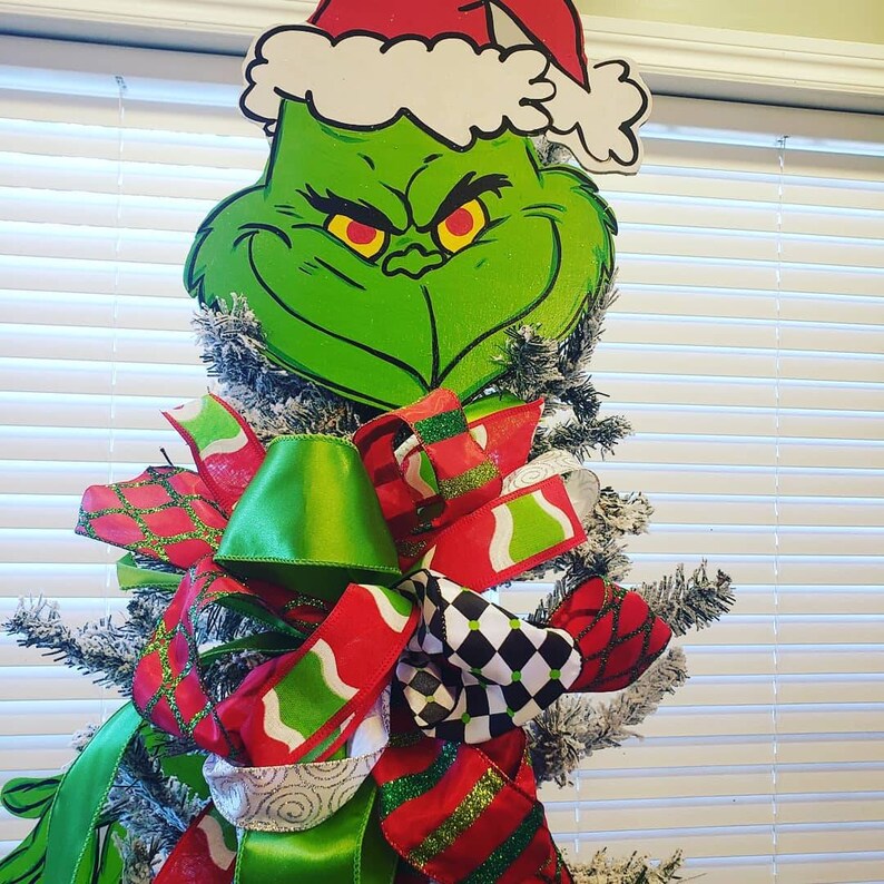Grinch Tree Topper Wreath Attachment Ornament Green Etsy