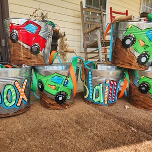 Personalized Handpainted Monster Truck Easter Bucket, Boy Pail