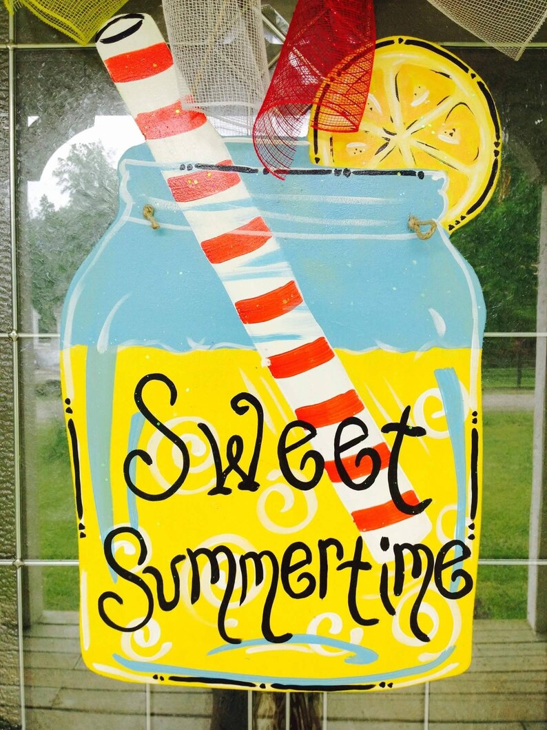 Lemonade Mason Jar Door Hanger/painted Sign/summer Etsy