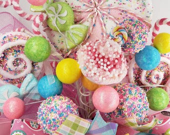 Candy Christmas Tree Topper, Lollipop, Cupcake, Pink Peppermint