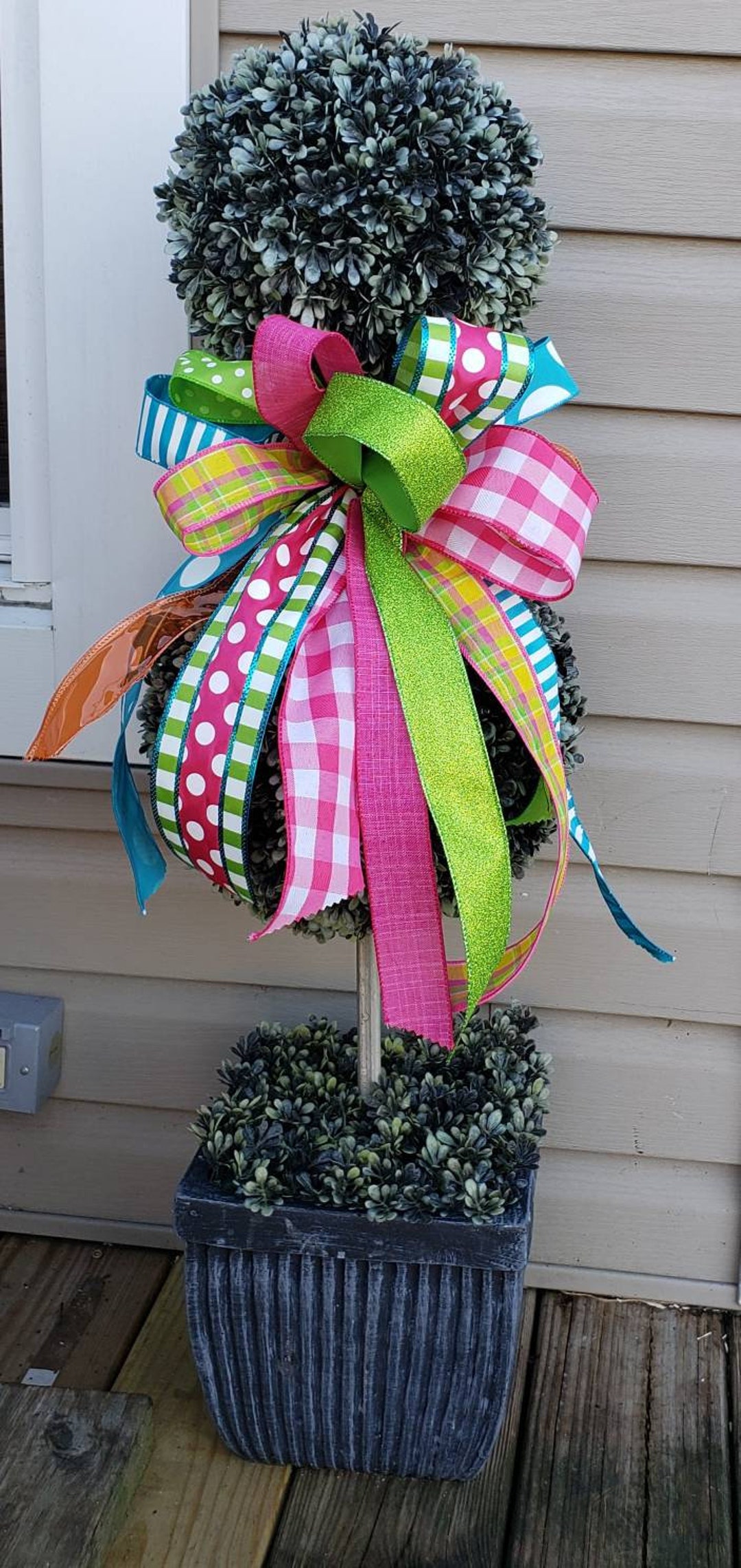 Whaline 2 Large Easter Wreath Bows With Easter Eggs, Easter