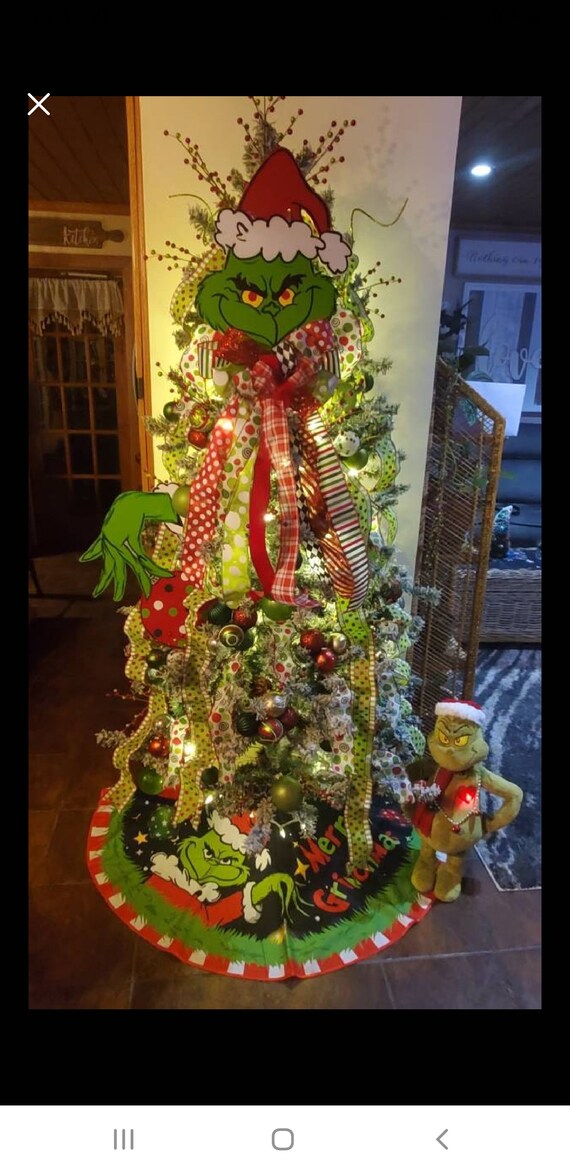 Buy Grinch Tree Topper Wreath Attachment Ornament Green Hand