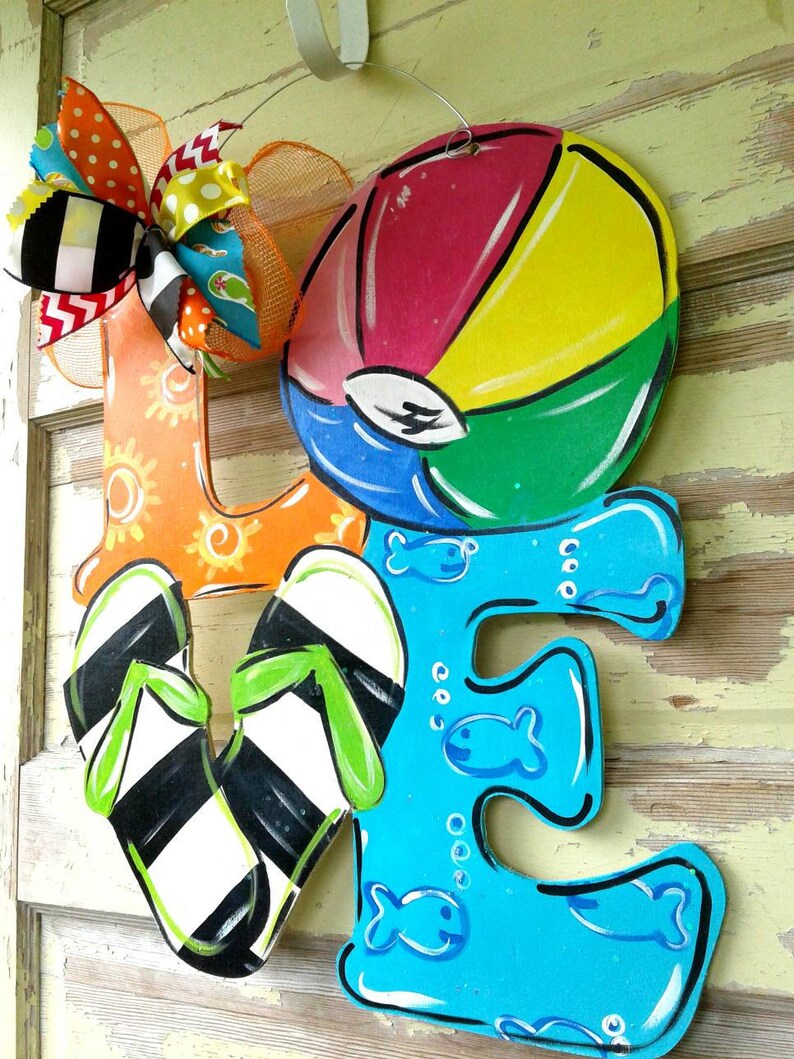 Summer Sign | Flip Flop Door Hanger | Wooden Sign | Hand Painted Sign ...