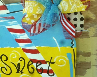 Lemonade Mason Jar Door Hanger/Painted Sign/Summer fun/Summertime