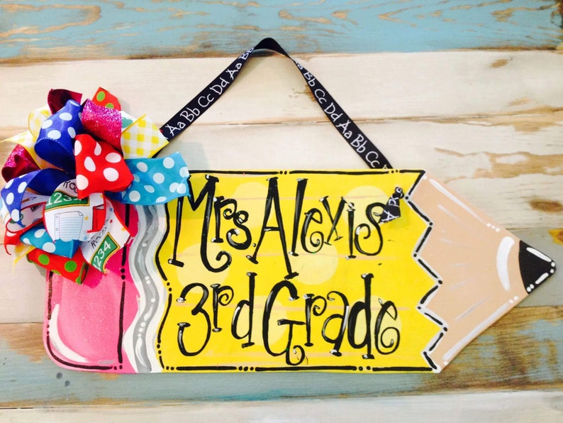 Desk Name Plate Pencil Door Hanger Teacher Gift Teacher Plaque