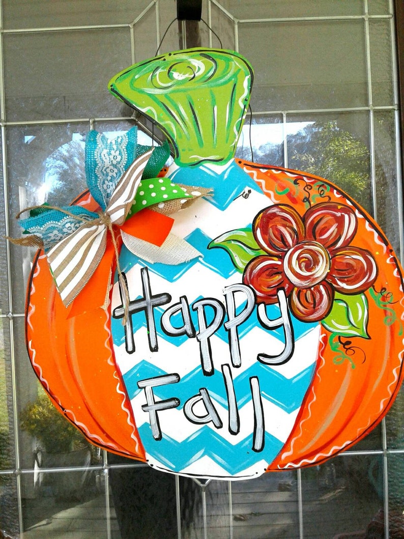 Happy Fall Fall Wreath Pumpkin Door Hanger