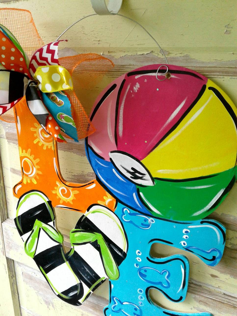 Summer Sign | Flip Flop Door Hanger | Wooden Sign | Hand Painted Sign ...