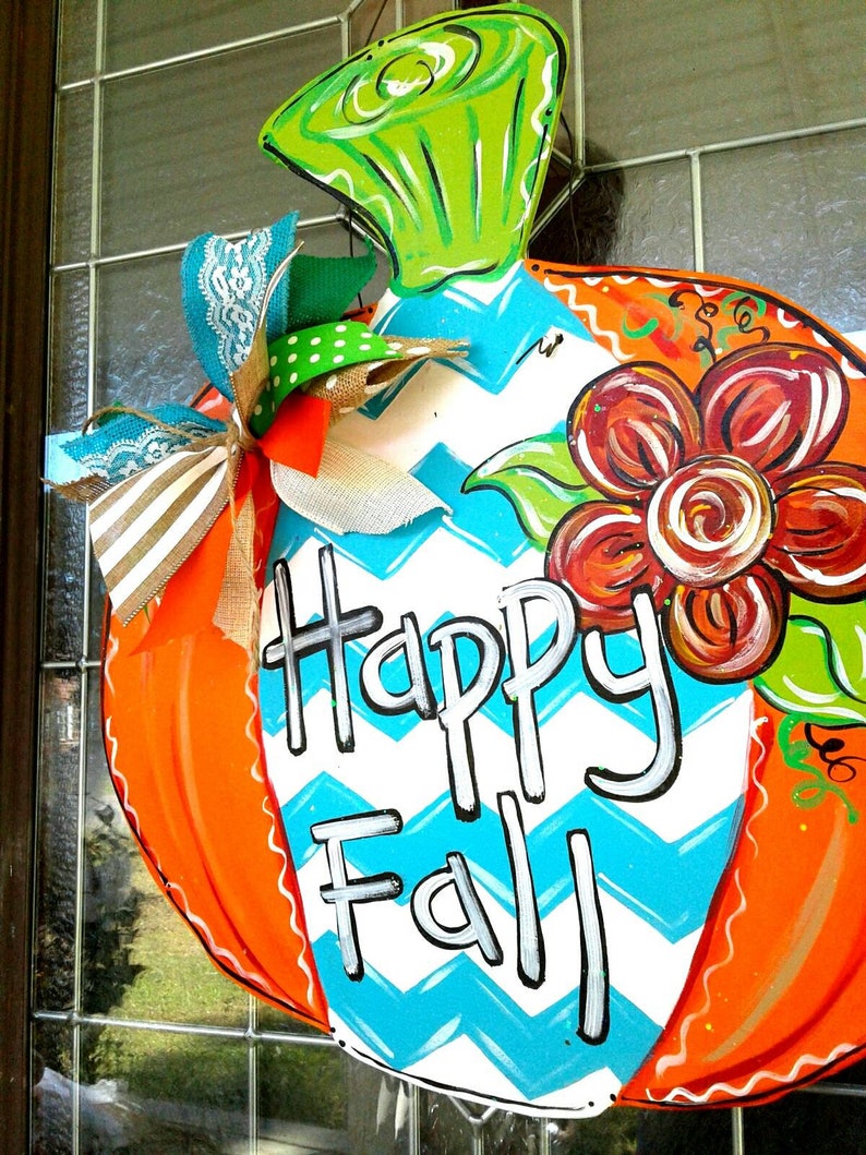 Happy Fall Fall Wreath Pumpkin Door Hanger