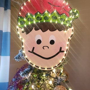Elf Christmas Tree Topper with lights