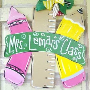 First day of school - Classroom Sign -Classroom Decor -Teacher Gift - Crayon Door Hanger - Pencil Door Hanger - Classroom Door Sign