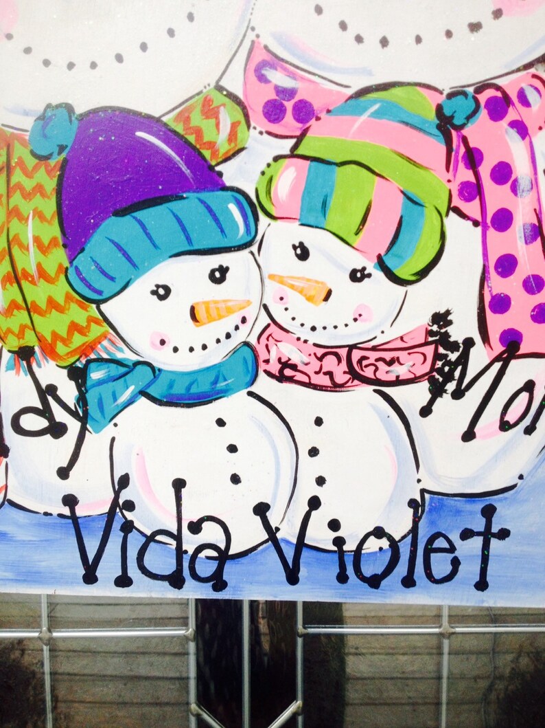 Winter Door Hanger Personalized Snowman Family Door Hanger