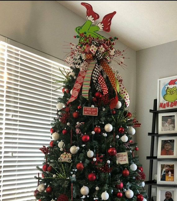 Christmas Tree Topper Grinch Christmas Tree Topper Christmas Tree Decor  Grinch Decor Christmas Tree Toppers Whimsical Grinch Decorations 