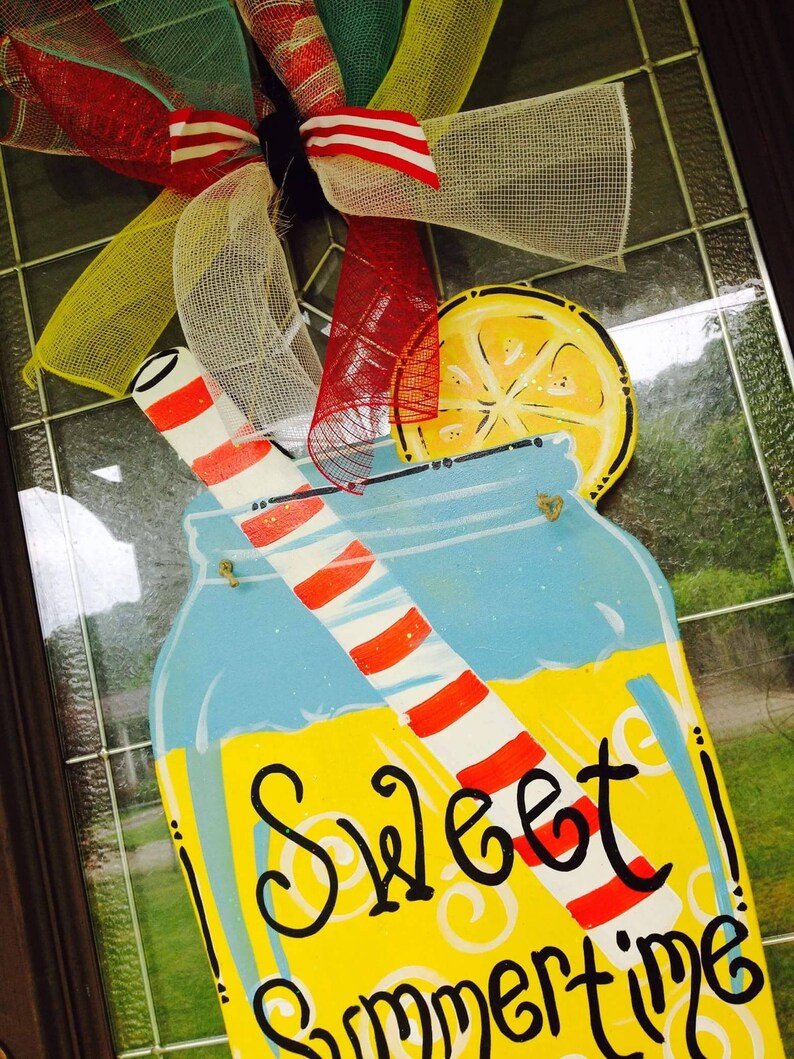 Lemonade Mason Jar Door Hanger/painted Sign/summer Etsy