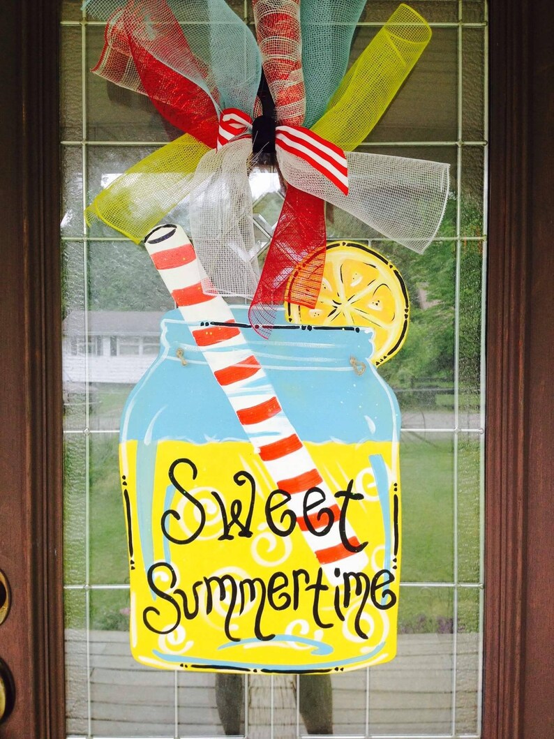 Lemonade Mason Jar Door Hanger/painted Sign/summer Etsy