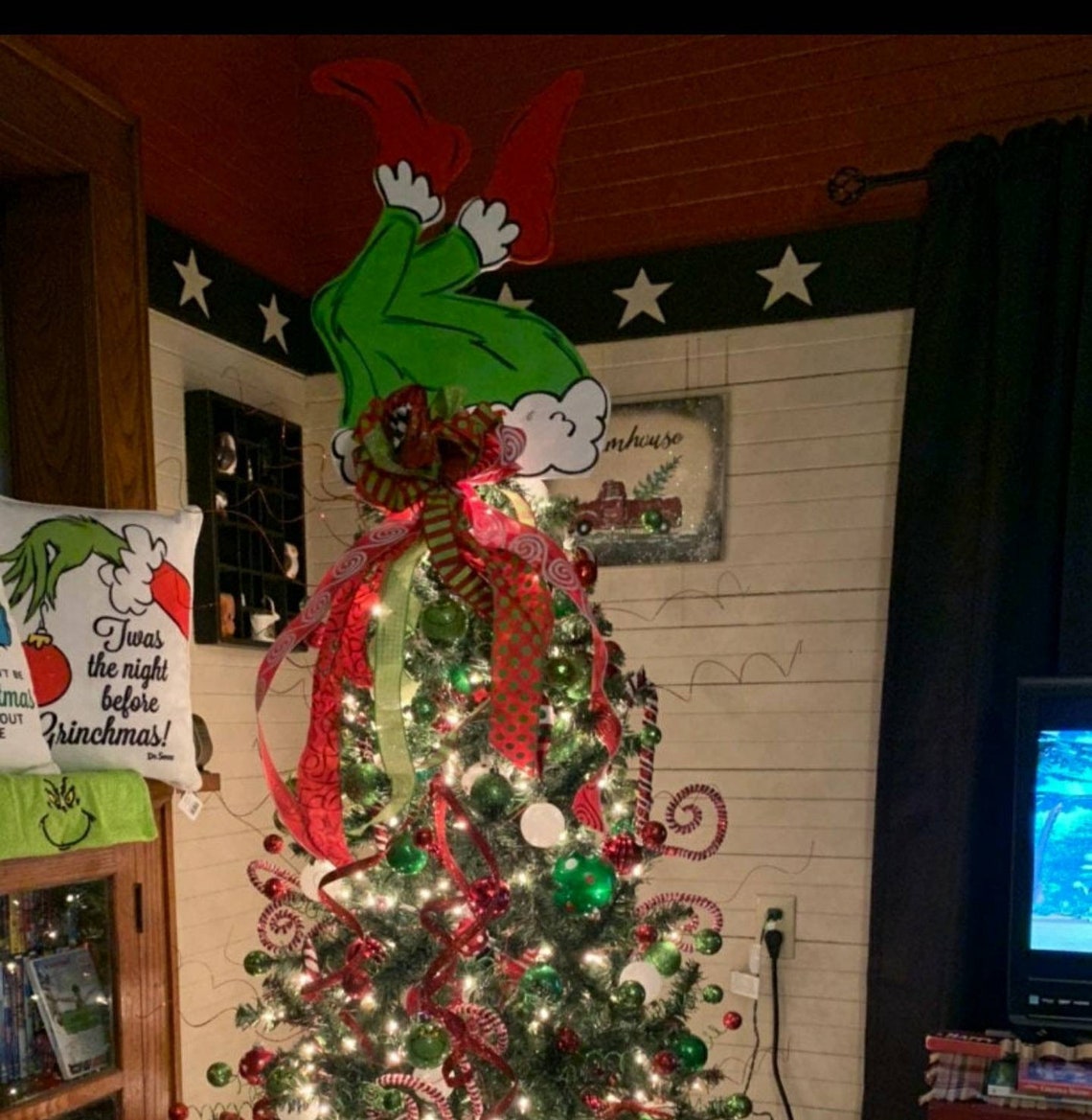 Grinch Christmas Tree Topper Grinch Legs Tree Props Grinch Etsy