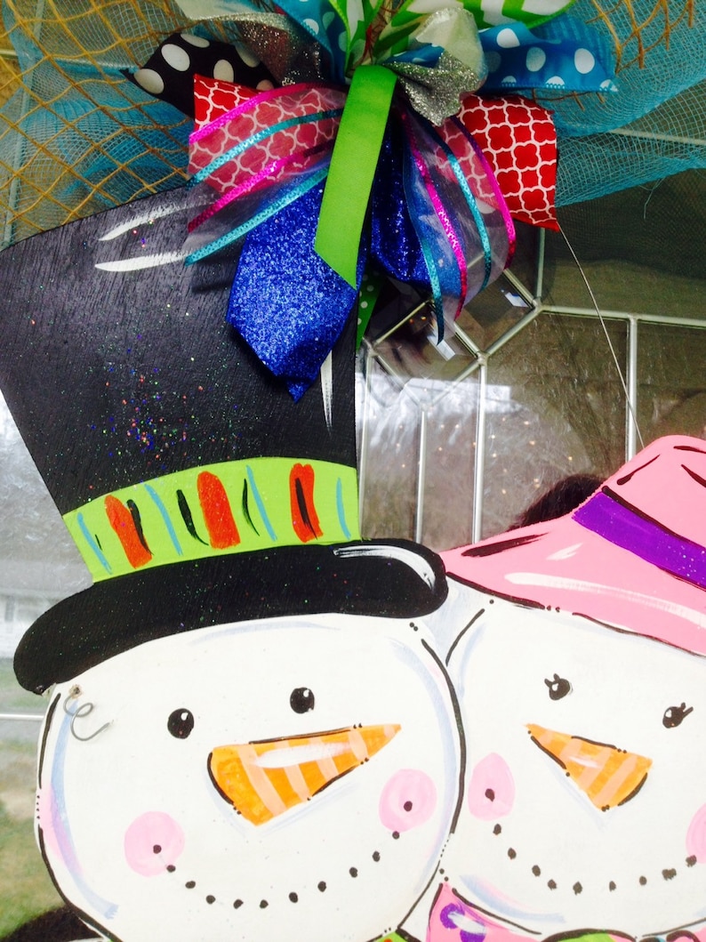 Winter Door Hanger Personalized Snowman Family Door Hanger