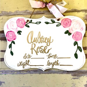 Girl Birth announcement Door Hanger Hospital Nursery Room