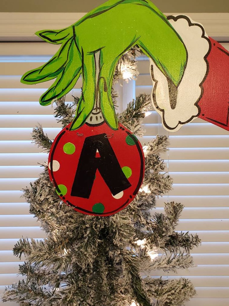 Grinch Tree Topper Wreath Attachment Ornament Green Etsy
