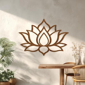 Lotus Blume Holzwandkunst | Sacred Lotus Wanddekor | Boho spirituelle Wohndekoration | Meditation Yoga Raum Dekor | Zen-Wandbehang