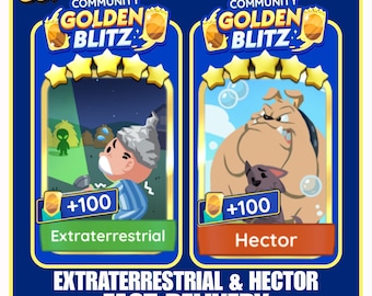 Golden Blitz Sticker Monopoly Go Extraterrestrial & Hector - Fast Delivery