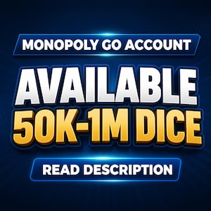 Monopol Go-konto 50 000 - 1 miljon tärningar - Ny snabb leverans