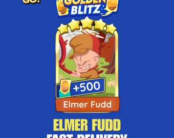 Pegatina Golden Blitz de Elmer Fudd, Set 21, Monopoly Go, Pegatina de 5 estrellas, Entrega rápida