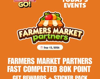 FARMERS MARKET SLOT Partners Event Monopoly Go Full Carry 80K Point Fast Delivery