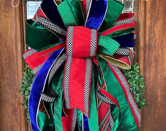 Extra Large Designer Luxury Wired Classic Christmas Nutcracker Bow