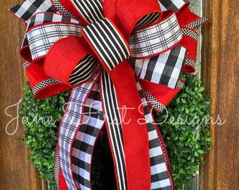 Extra Large Designer Luxury Wired Valentine’s Christmas  Black White Red Bow