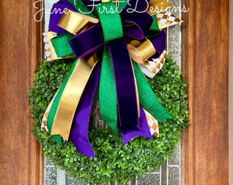 Extra Large Designer Luxury Wired Mardi Gras Bow