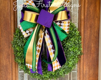 Extra Large Designer Luxury Wired Mardi Gras Bow
