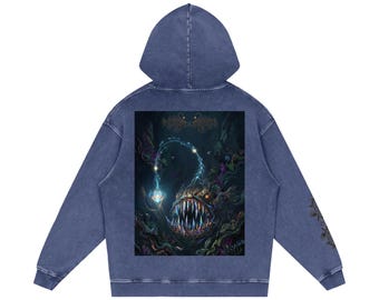 Abstrakter Angler Schnee gewaschener loser Baumwoll Hoodie
