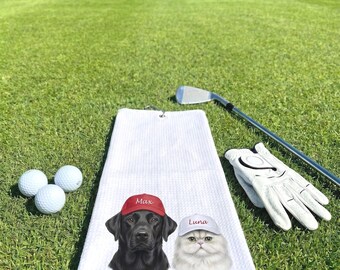 Custom Pet Golf Towel | Personalised Embroidered Dog Cat Golf gift| Father's Day Gift| Gift for Boyfriend | Best Birthday Gift for Men