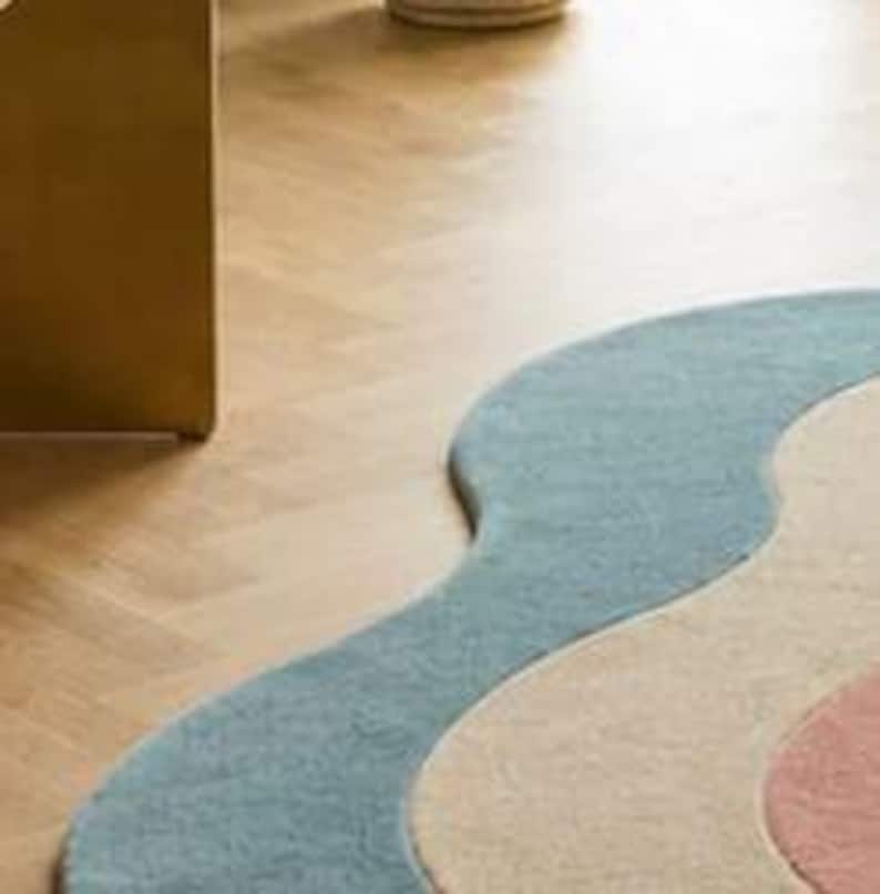 Pastel Color Rug Abstract Irregular Wavy Area Rug | Colorful Pastel Layered Amorphous ...